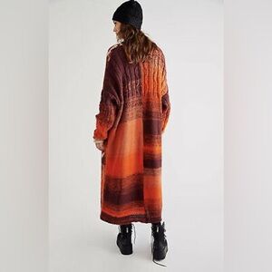 Free People Maxi Flurry Cardigan Sweater ombré orange